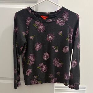 Joe Fresh Black PJ Sweatshirt with Purple Floral Design